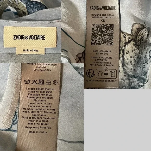 Zadig & Voltaire Holly Rogers Silk CDC Floral Skull Bird Print Mini Dress‎ XS